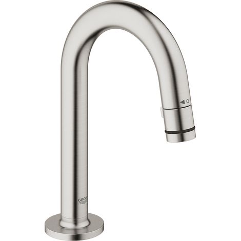 Grohe – Mitigeur de lavabo monofluide inox – Bec C avec mousseur – Tête céramique – Débit 5l/min à 3 bars – Saillie 113mm – Économie d'eau (1/5)