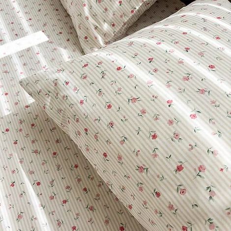 Copripiumino 200x200 Piccoli Fiori Rosa Federe 65x65 cm (1/4)