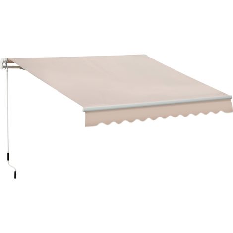 4x2.5m Manual Awning Window Door Sun Weather Shade w/ Handle Beige