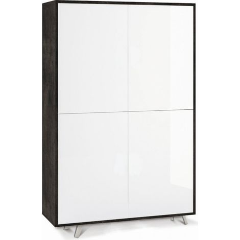 Mueble 4 Puertas 108L x 41P x h161 – Acabado Negro Mate y Blanco Brillante – Sarmog