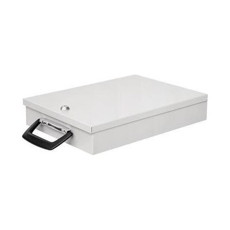 Dokumentenkassette ® 35,5 x 6,7 x 26 cm (B x H x T) DIN A4 Scheibenschloss Stahlblech pulverbeschichtet lichtgrau (1/3)