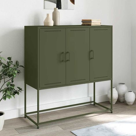 Sideboard Olivgrün 100,5x39x107 cm Stahl (1/5)