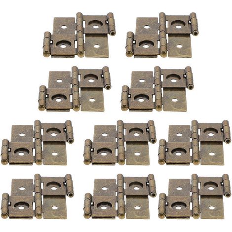 Lot de 10 charnières pliantes pour portes de placard rétro, en fer et acier inoxydable, fonctionnement fluide, idéales pour vitrines, caves à vin et portes vitrées.