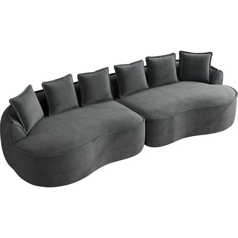 Canapé modulable 4 places en tissu gris, assise extra profonde, sans montage, avec coussins et larges accoudoirs pour salon cocooning – CHICFURN (1/5)
