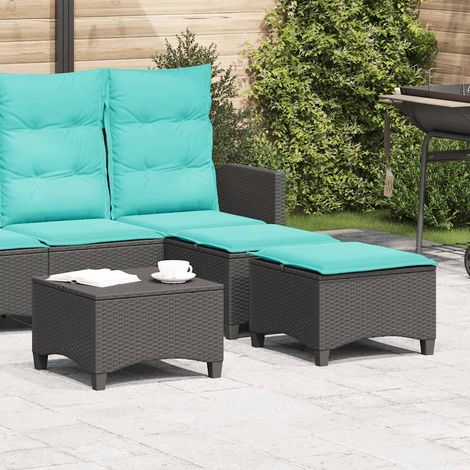 vidaXL Tabourets jardin coussins 2 pcs noir 55x55x36 cm résine tressée (1/5)