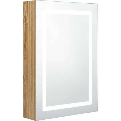Maison Exclusive - Armadietto Bagno con Specchio e LED Rovere 50x13x70 cm (1/5)