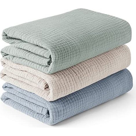 Babydecke – Großes Baumwollnetz – 100 x 100 cm – Weiche und atmungsaktive Baumwollnetzdecke – Nur für Babys geeignet – 3er-Pack – Ausführung 1 (1/5)