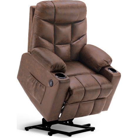 M MCombo Elektrische Aufstehhilfe Fernsehsessel Relaxsessel Retro Stil USB Mikrofaser Braun7286 (1/5)
