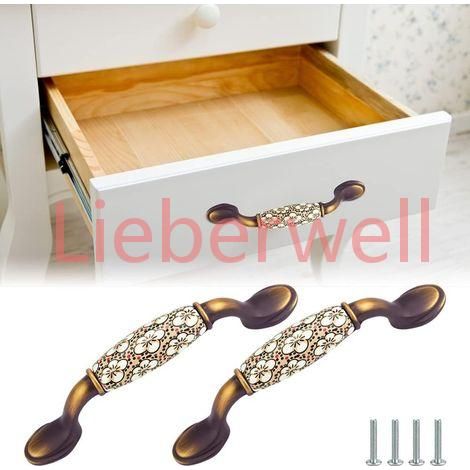 Lieberwell–2 Pcs Poignée Meuble Céramique de Tiroir avec Vis Poignées de Placard Vintage de Porte Poignée de Meuble pour Cuisine Placard Tiroir (1/5)