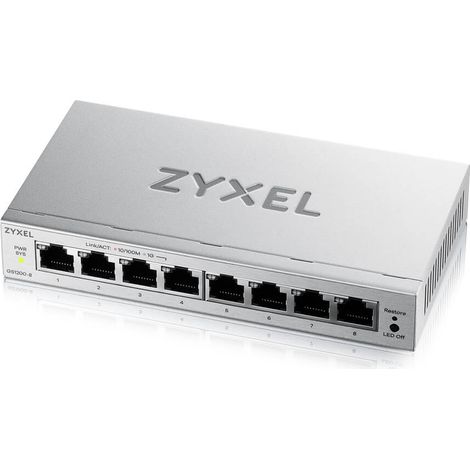 Zyxel GS1200-8V3 Contrôleur Ethernet Gigabit L2 administrable (10/100/1000) de bureau, gris