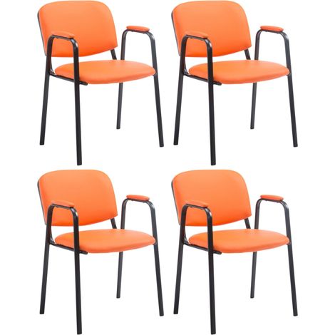4er Set Besucherstühle Ken Pro Kunstleder orange