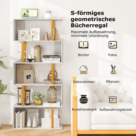 Libreria scaffale bianco con 5 livelli scaffale da ufficio a forma di s autoportante 70 x 24 x 157 cm 88305474 88305474 88305474 88305474 88305474 88305474 88305474 88305474 88305474 88305474 88305474