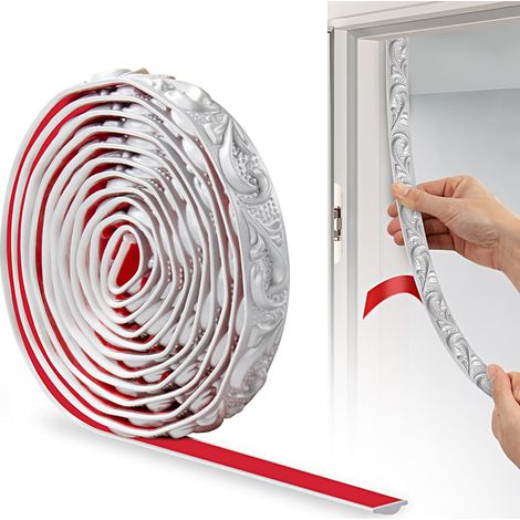 Bande Décorative en PVC, 300cm×2cm, Bordure de Papier Peint 3D, Frise Murale Adhesive, Convient our les Linteaux, les Plinthes, les Armoires, les Revêtements Muraux (Argent) (1/5)
