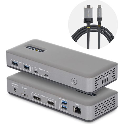 USB-C Dock 2x DP 4K60 1GbE 100W PD