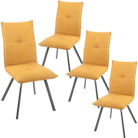 BISPO - Lot de 4 Chaises Tissu Texturé Coloris Jaune moutarde (1/4)
