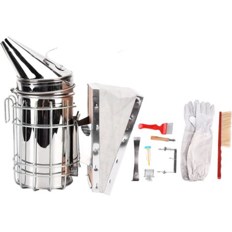 1 Kit apiculture, Fumoir inox, Outil de ruche, Brosse à abeilles, Pour débutant et expert (1/5)