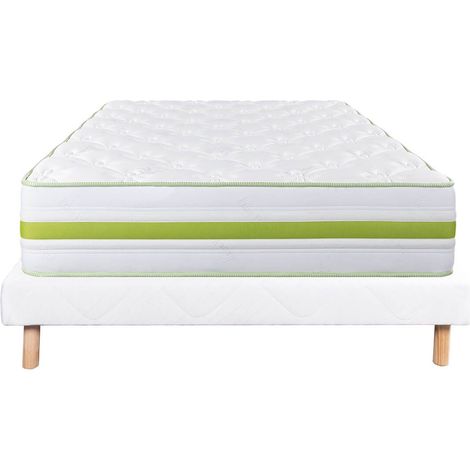 REVA - Ensemble Matelas Mousse Ep.30cm + Sommier Tapissier Blanc 140x190 cm (1/5)