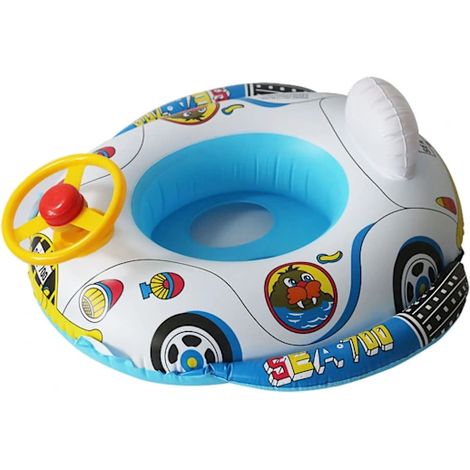 Bouée gonflable pour bébés et enfants, style estival, en PVC, motif dessin animé, idéale pour la piscine et les vacances, en forme de bateau.