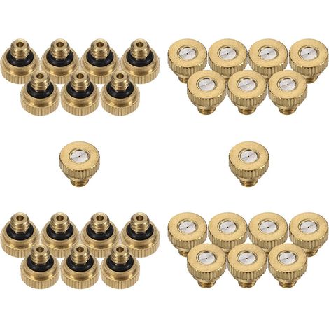 30 Pcs Buse de Brumisation en Laiton, 0.5mm Orifice 10/24 UNC Buses Rechange à Joint Torique pour Système Froid, Atomisation Basse Pression - 0.4mm (1/5)