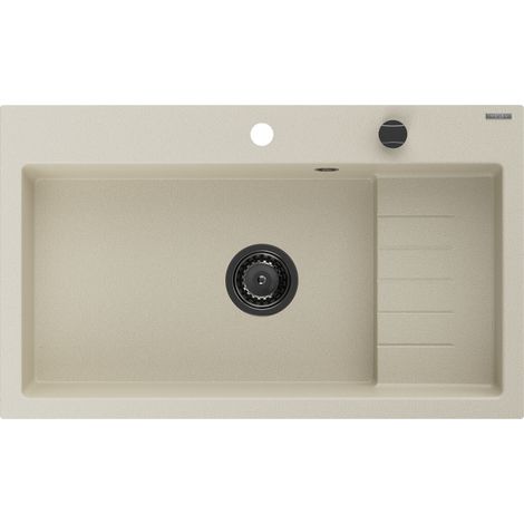 Mexen Omar Granitspüle 1-beckig 800 x 480 mm, beige, schwarzer Siphon - 6520801005-69-B (1/5)