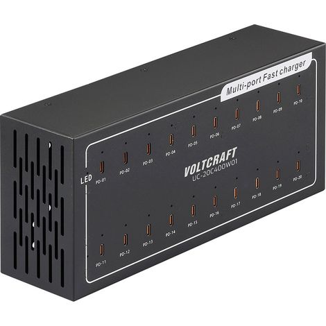 VOLTCRAFT UC-20C400W01 Chargeur USB 400 W 20x USB-C® Power Delivery noir intérieure USB Power Delive (1/5)