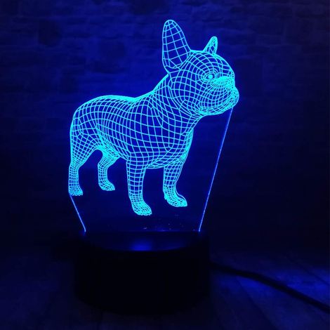 MINKUROW 3d Bulldog Francés Perro Luz De Noche Mesa Táctil Escritorio Lámparas De Ilusión Óptica 7 Luces Que Cambian De Color Decoración Del Hogar Navidad Cumpleaños Regalo De Navidad (1/3)