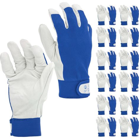STI Guanti da lavoro in Pelle di Vitello e Cotone antinfortunistica meccanica giardino 10 XL ( Pacco da 12pz )