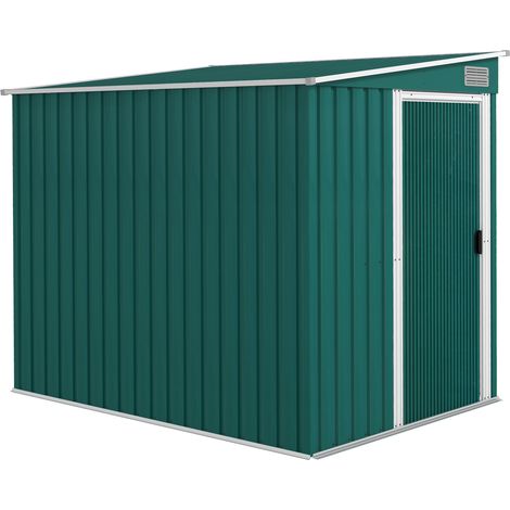 7 x 5ft Galvanised Metal Shed, with Sliding Door - Green