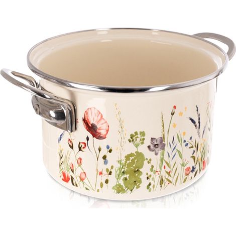 Faitout de cuisine - Ø 18 cm - Compatible tous feux - Acier - Marmite émaillée contenance 2l (1/5)