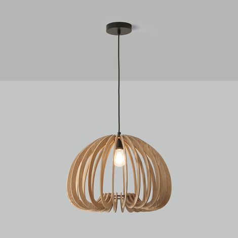 Barcelona Led – Lampe suspendue en bois MDF 45cm – Hauteur réglable – Éclairage diffus – Compatible ampoule E27 jusqu'à 40W