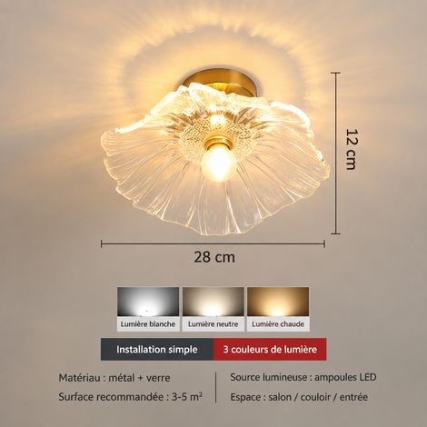 Plafonnier feuille de lotus tout en cuivre avec lumière LED chaude entrée couloir dressing 3 kg – Livraison gratuite