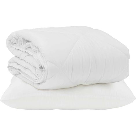 Duvet d'été simple avec oreiller 2 pcs Blanc Microfibre (1/5)