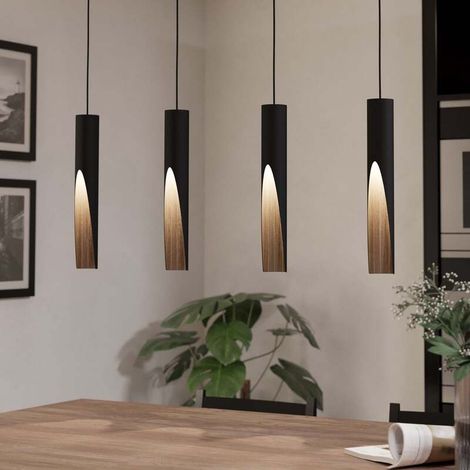 [GEBRAUCHT] B-Ware Eglo LED Hängelampe Barbotto Pendelleuchte schwarz Eiche 4-flammig 92,5cm (1/2)