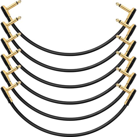 Gitarren-Effektpedalkabel – 6 Stück – 30,5 cm – Hochreines Kupfer – Geräuschunterdrückende Abschirmung – Schwarz-Gold-Stecker (1/5)
