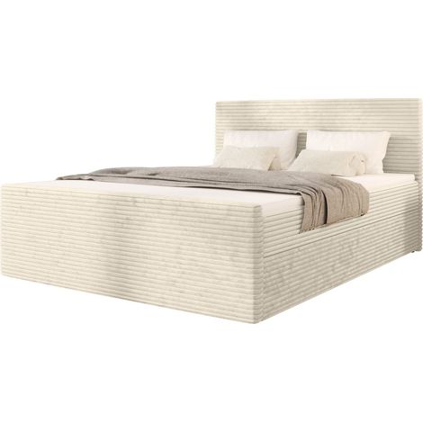 Lit Boxspring - Beige - 160x200 Cm - Lit Élégant - Lit Moderne - Matelas À Ressorts Bonnell (1/5)