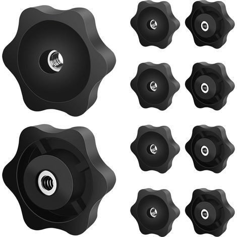 8-Stern-Griffmutter – Rändelmutter – M8-Innengewinde – Für Maschinen und Möbel – Schwarz – 4,8 cm (1/5)