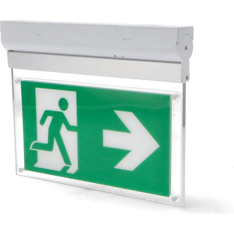 IluminaShop - Emergencia LED 3W Permanente con Cartel Doble Cara y Boton Autotest (1/2)