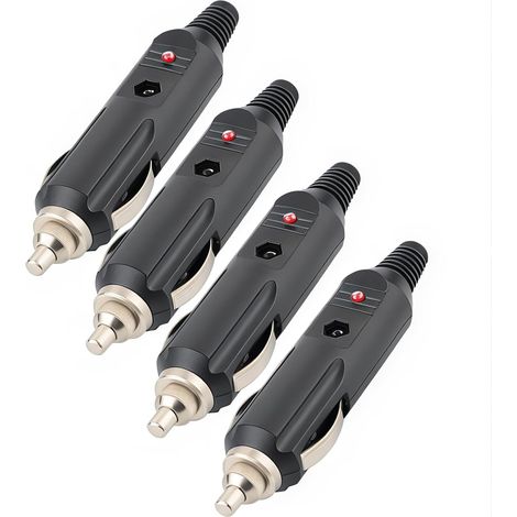 Voiture Prise Mâle Allume-Cigare, 5A 12V/24V Adaptateur avec lumières LED Prise mâle avec Fusible (4 pièces) (1/5)