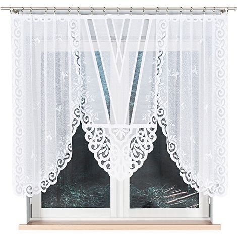Rozalia - Rideau jacquard prêt à poser avec fente en bas - 250 x 140 cm - blanc (1/5)
