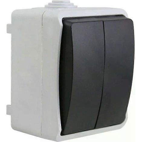 Interrupteur étanche IP44 pour cuisine et salle de bain - Double connexion, prise UE, (1/5)
