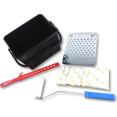 Kit peinture 11 rouleaux pattes lapin Monture Seau Mélangeur Grille - A l'unité - Manchon polyamide rayé (1/5)
