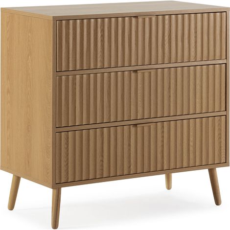 Comò Lluvia 3 cassetti colore rovere, larghezza 80 cm (1/5)