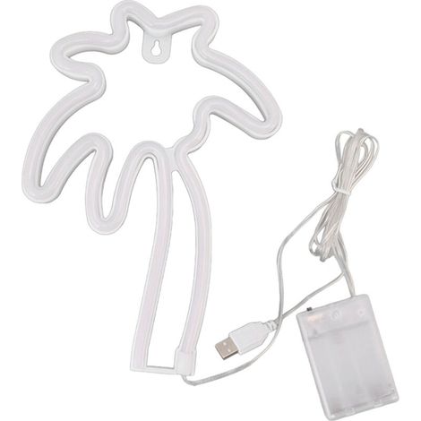 Lampe LED Neon Cocotier à Suspendre Avec Commutateur à Bouton et Alimentation USB pour Décor Intérieur