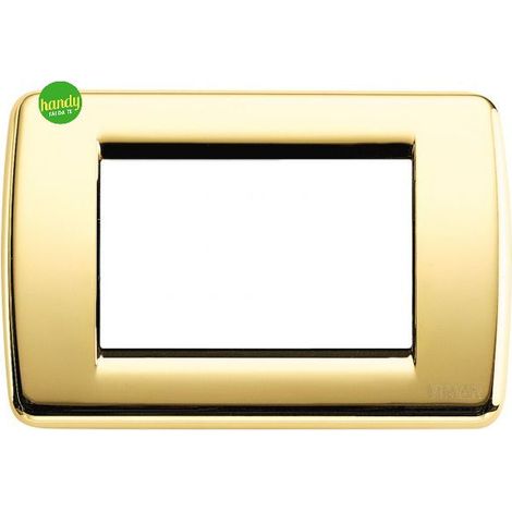 Placca 3 posti 3 moduli tond - q giallo pastello.