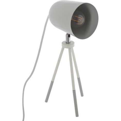 Lampada da tavolo treppiede grigia e bianca - lampada da tavolo treppiede, grigio e bianco, alimentatore, 25w, e14, dimensioni 32x12,5 cm - Atmosphera créateur d'intérieur
