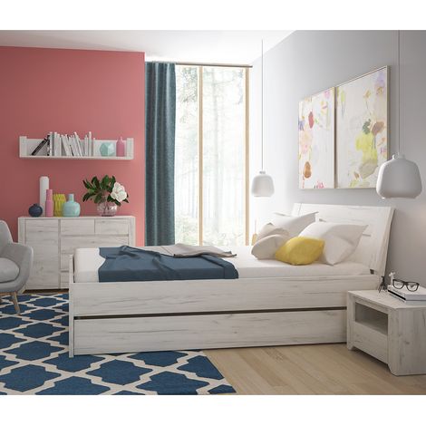 Schlafzimmer Set 7-teilig AMANTEA-129 mit Bett 160x200cm in weiß Eiche (1/5)