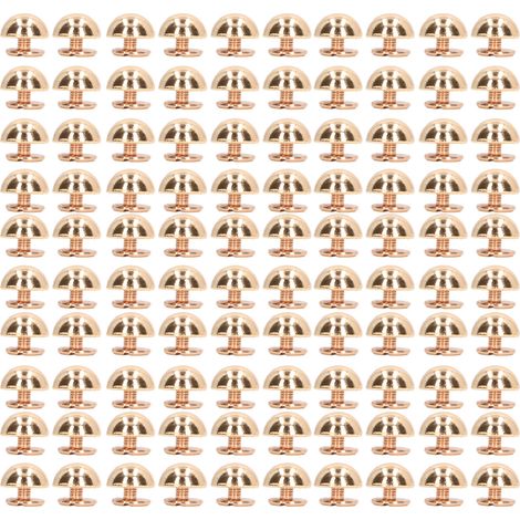 Packung mit 100 runden, halbkreisförmigen Pilznieten aus Goldlegierung, galvanisch vergoldet, 10 mm, für Taschen und Schuhe (1/5)