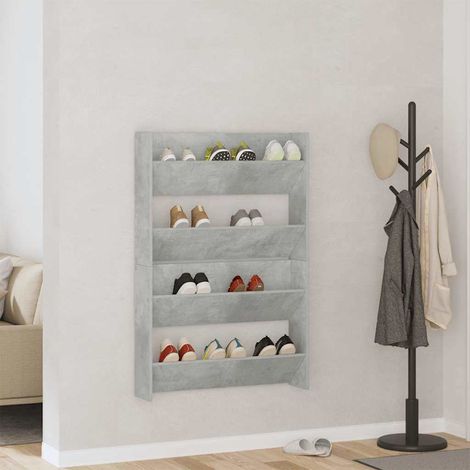 vidaXL Wall Shoe Cabinets 2 pcs Concrete Grey 80x18x60 cm (1/5)
