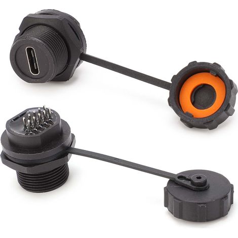 Typ-C-Buchse für Leiterplattenmontage, Gewindeinstallation, industrietauglicher, wasserdichter Stecker E10TPC-TF1-F (1/5)