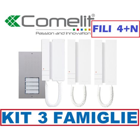 KIT CITOFONICO COMELIT 4+N FILI 3 FAMIGLIE KCA5061 trifamiliare CITOFONI 2702W